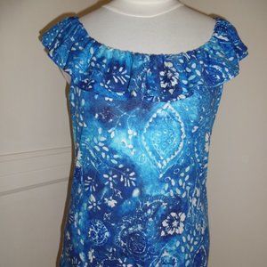 RALPH LAUREN DOUBLE RUFFLED NECKLINE TEE TOP M